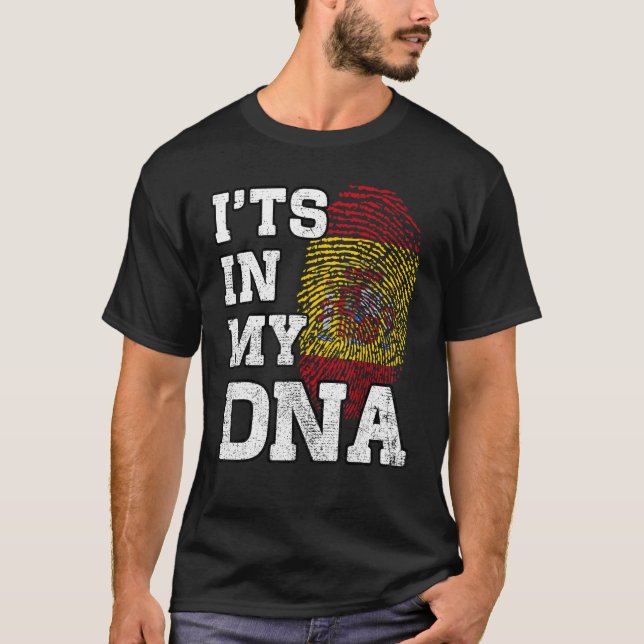 It's In My DNA Spanish Fingerprint Proud Spain Fla T-Shirt (Front)