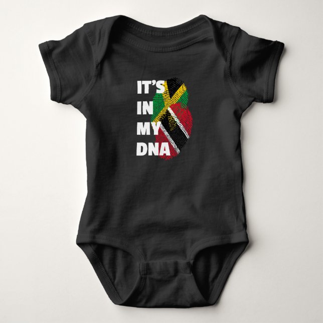 It's In My DNA - Trinidad & Jamaica Fingerprint Baby Bodysuit (Front)