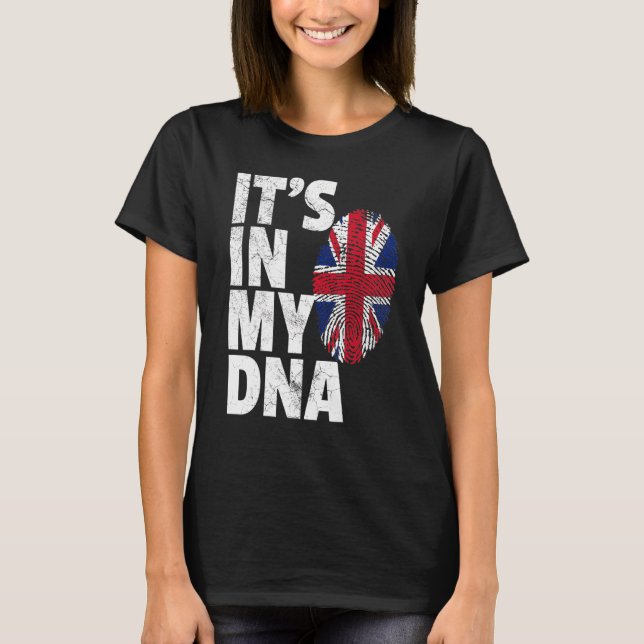 It's In My Dna Uk England Union Jack Flag T-Shirt (Front)