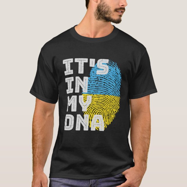 It's In My DNA Ukraine Flag Fingerprint T-Shirt (Front)