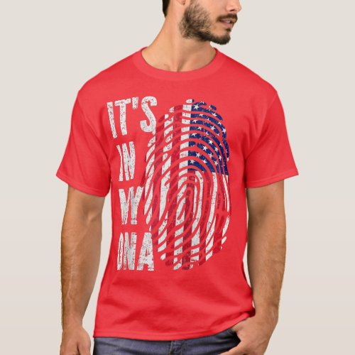 ITS IN MY DNA United States Flag American Raglan  T_Shirt