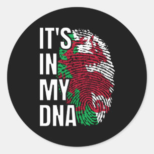 Its In My Dna Welsh Flag Wales Fingerprint Classic Round Sticker