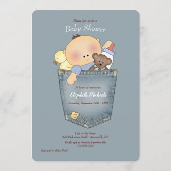 It's In The Pocket Baby Shower Invitation by PixiePrints at Zazzle
