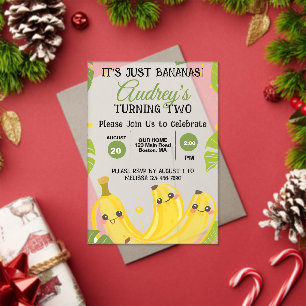 Its Just Bananas Yellow Any Age Birthday Party Acrylic Invitations