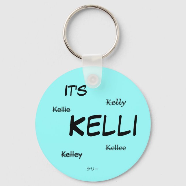 It's Kelli Keychain (blue) (Front)