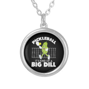 It's Kind of A Big Dill - Funny Pickleball Paddle Silver Plated Necklace
