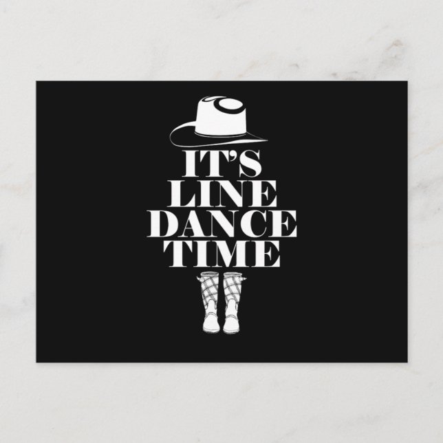 Its Line Dance Time Line Dancing Music Boots Gift Postcard (Front)