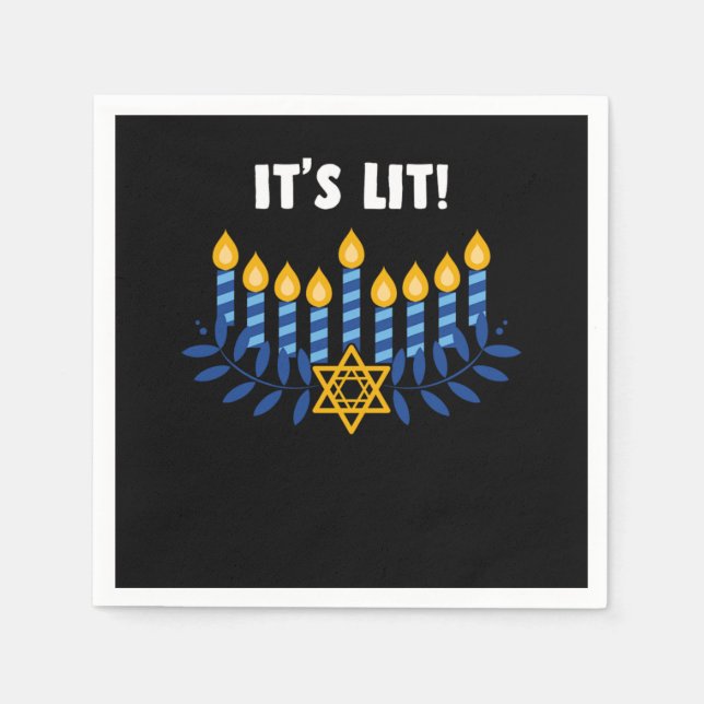 Its Lit Hanukkah Jewish Festival Gift Napkins (Front)