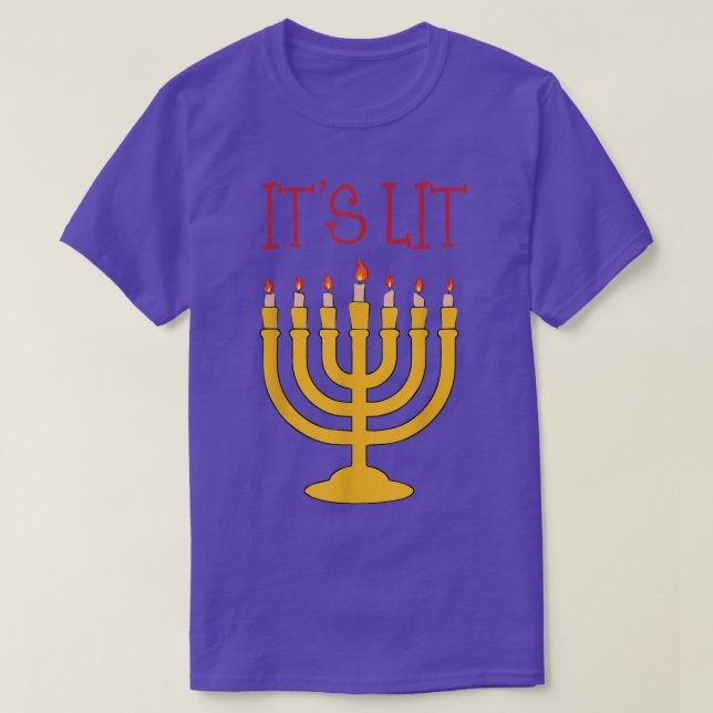 It's Lit Menorah Hanukkah Chanukah T-Shirt (Design Front)