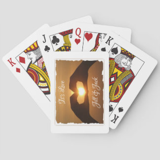 It's Love Heart Hands Sunset Personalized Poker Cards