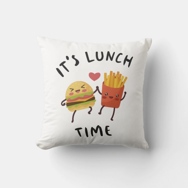 It's Lunch Time Throw Pillow (Front)