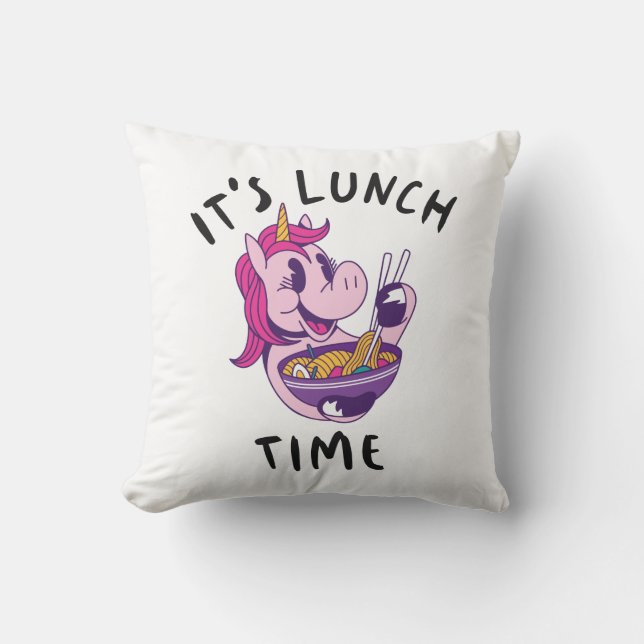 It's Lunch Time Throw Pillow (Front)