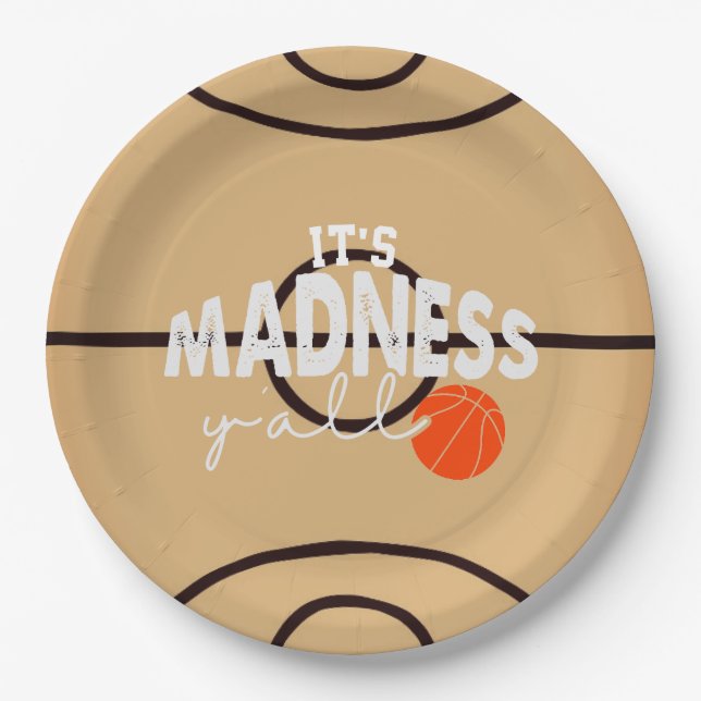 It's Madness Y'all Basketball Watch Party Paper Plates (Front)
