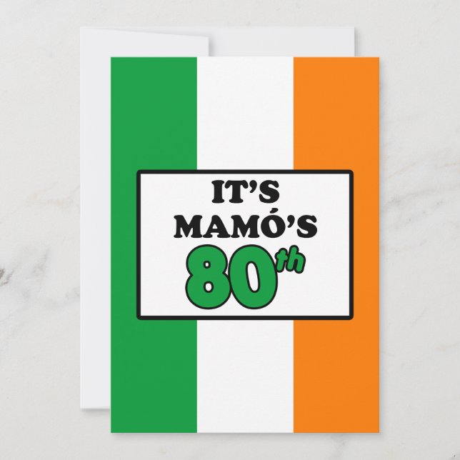 It's Mamo's 80th Birthday Irish Flag Invite (Front)