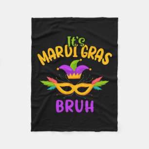 It's Mardi Gras Bruh Carnival Party Mask Kids Men Fleece Blanket