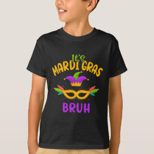 It's Mardi Gras Bruh Carnival Party Mask Kids Men  T-Shirt