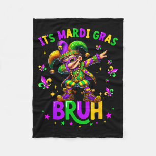 It's Mardi Gras Bruh Dabbing Leprechaun Jester New Fleece Blanket
