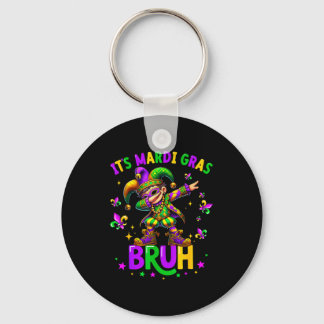 It's Mardi Gras Bruh Dabbing Leprechaun Jester New Keychain