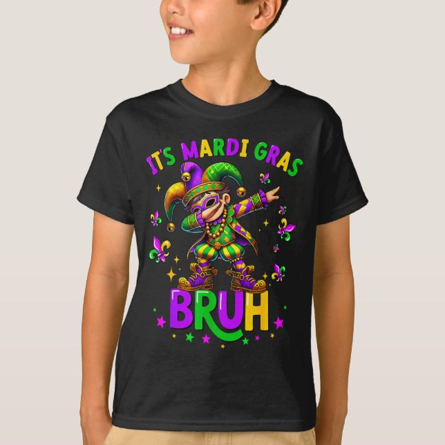 It's Mardi Gras Bruh Dabbing Leprechaun Jester New T-Shirt (Front)
