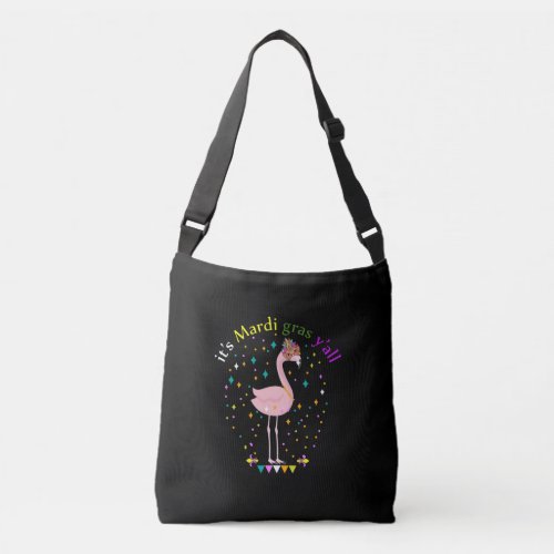 Its Mardi Gras Funny Mask Flamingo Lover Crossbody Bag