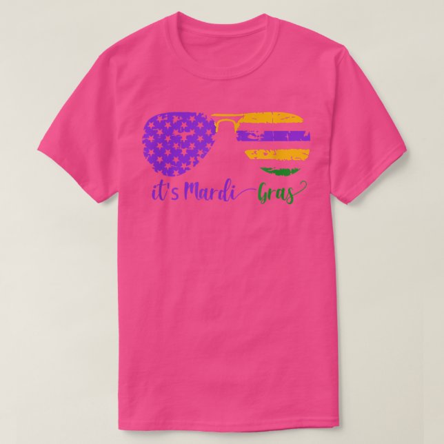 It's Mardi Gras Glasses Carnival Fat Tuesday  T-Shirt (Design Front)