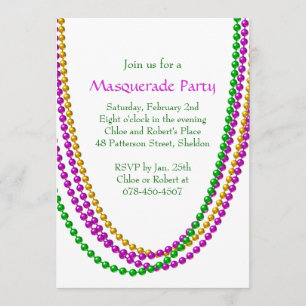 It's Mardi Gras Invitation (white)