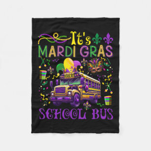 It's Mardi Gras School Bus Driver Team Costume Mas Fleece Blanket