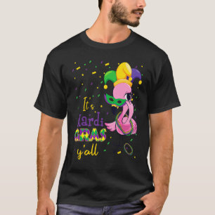 Its Mardi Gras Yall Cute Flamingo Jester Hat Mask T-Shirt