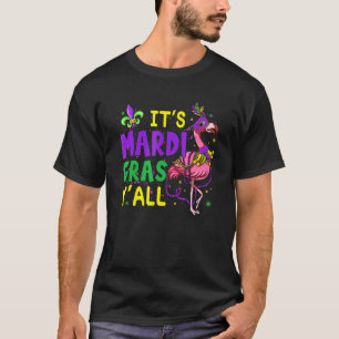 It's Mardi Gras Y'all Flamingo Jester Hat Mask Be T-Shirt
