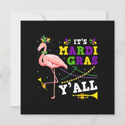 Its Mardi Gras Yall Flamingo Mardi Gras Invitation