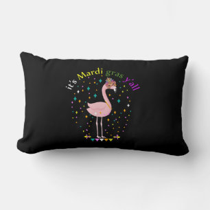 Its Mardi Gras Yall Funny Mask Flamingo Lover Lumbar Pillow