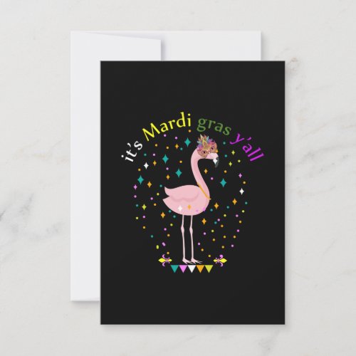 Its Mardi Gras Yall Funny Mask Flamingo Lover Thank You Card