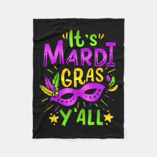 Its Mardi Gras Yall Mardi Gras Party Mask Costume  Fleece Blanket