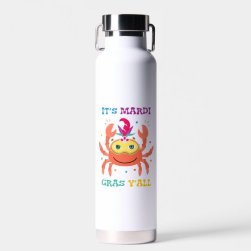 Its Mardi Gras Yall Party Mask Costume Water Bottle