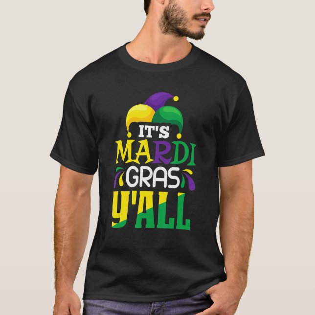 Its Mardi Gras Yall Tee Mardi Gras Party Mask Cost (Front)
