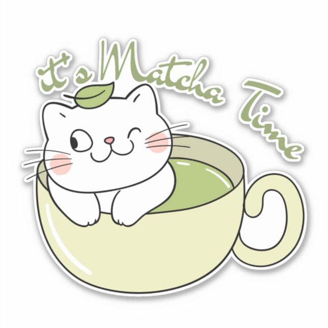 it's matcha time , matcha  sticker (Front)