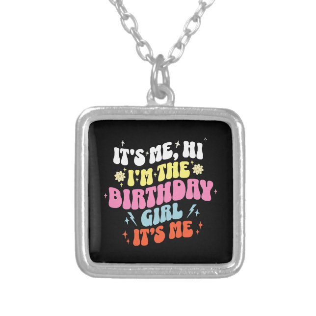  Its Me Birthday Party Girls Silver Plated Necklace (Front)
