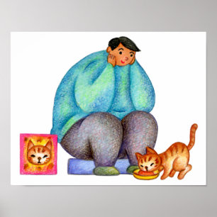 It's mealtime for my beloved cat. poster