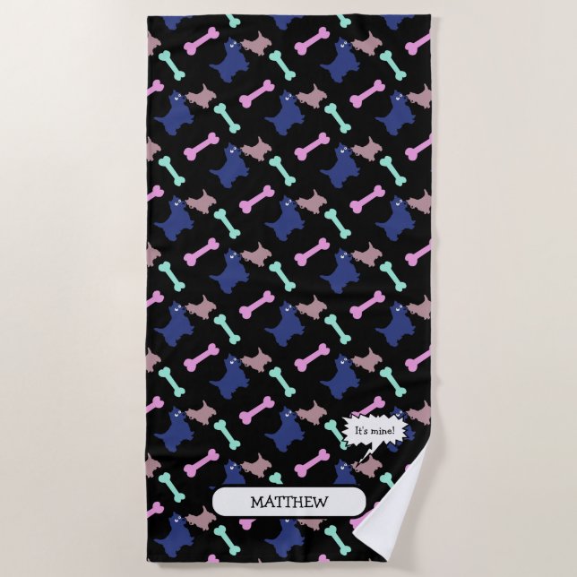 It's mine Scottish Terrier personalized Beach T Towel (Front)