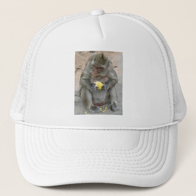 It's Mine!! ... Wild Thai Macaque Monkey Trucker Hat (Front)