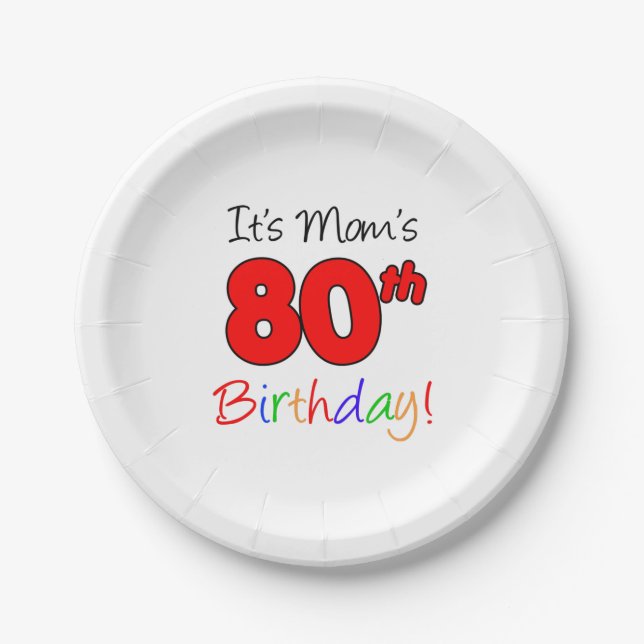 It's Mom's 80th Birthday Paper Plates (Front)