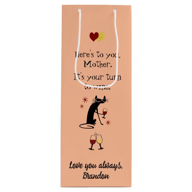 It's Mom's Turn for a Wine Pun Wine Gift Bag (Front)