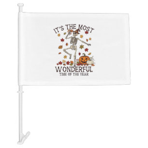 Its Most Wonderful Dancing Skeleton Halloween Witc Car Flag