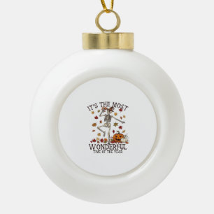 Its Most Wonderful Dancing Skeleton Halloween Witc Ceramic Ball Christmas Ornament