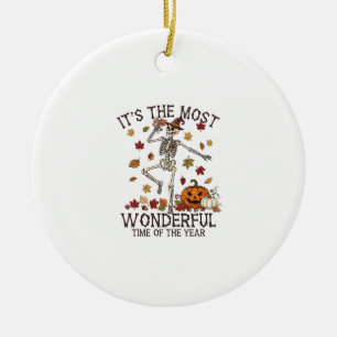 Its Most Wonderful Dancing Skeleton Halloween Witc Ceramic Ornament