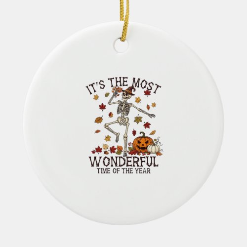 Its Most Wonderful Dancing Skeleton Halloween Witc Ceramic Ornament