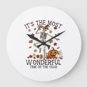 Its Most Wonderful Dancing Skeleton Halloween Witc Large Clock