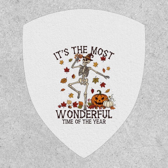 Its Most Wonderful Dancing Skeleton Halloween Witc Patch (Front)