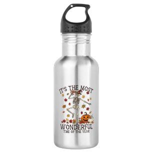 Its Most Wonderful Dancing Skeleton Halloween Witc Stainless Steel Water Bottle