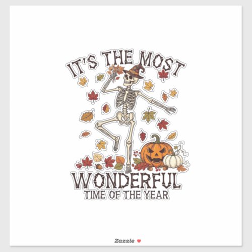 Its Most Wonderful Dancing Skeleton Halloween Witc Sticker